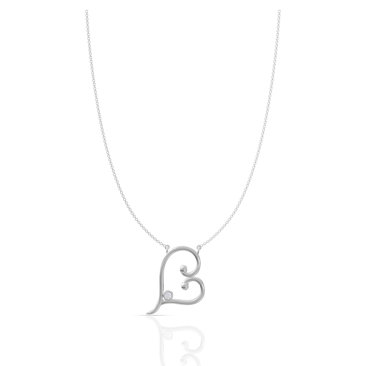 Gleaming Diamond Heart Pendant In Silver