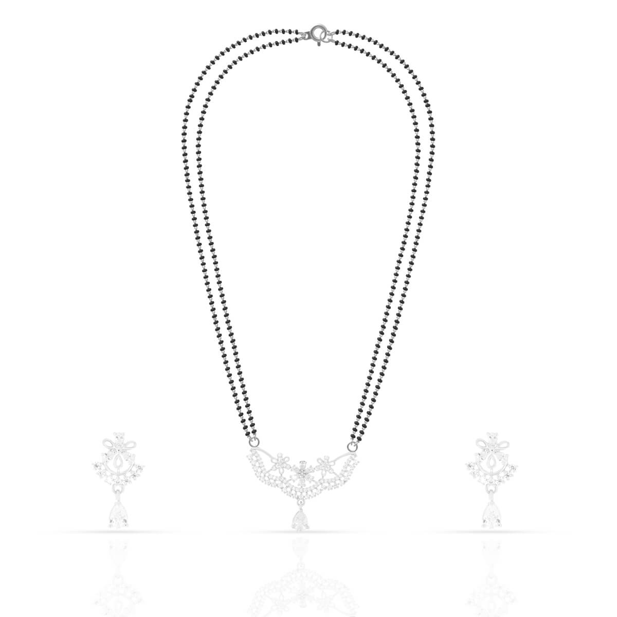 Silver floral touch Mangalsutra Set