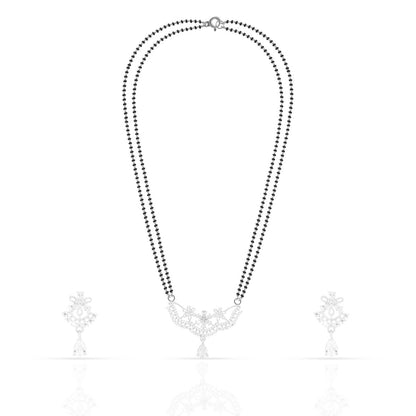 Silver floral touch Mangalsutra Set