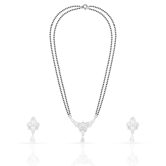 Silver Zircon Enticing Mangalsutra Set