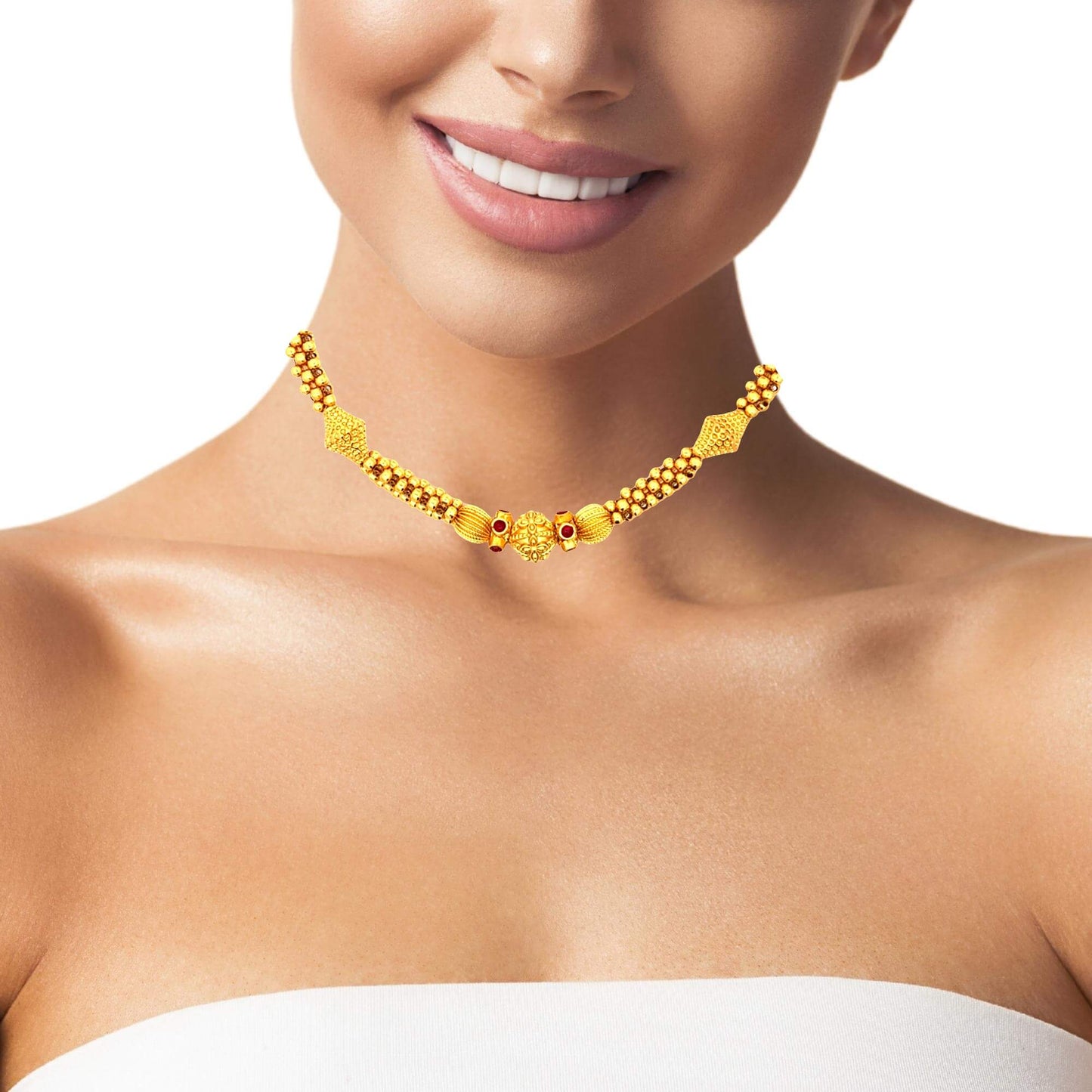 Classic Gold Plated Beaded Chain Necklace