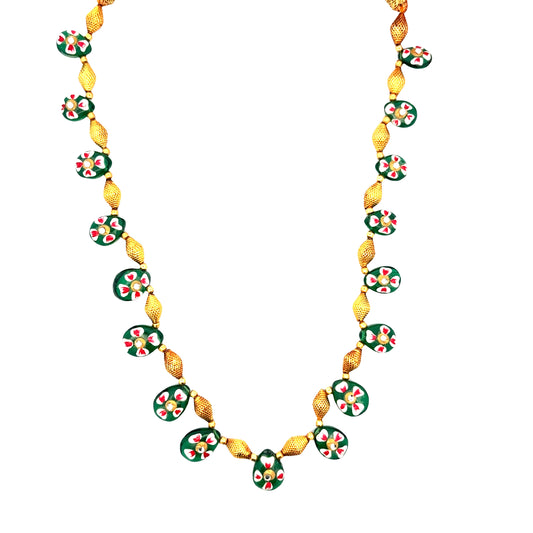 Green Floral Meenakari Necklace