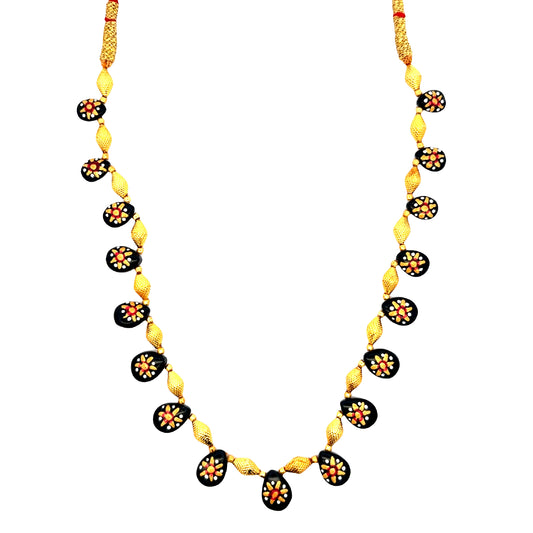 Black Blossom Meenakari Gold Plated Necklace