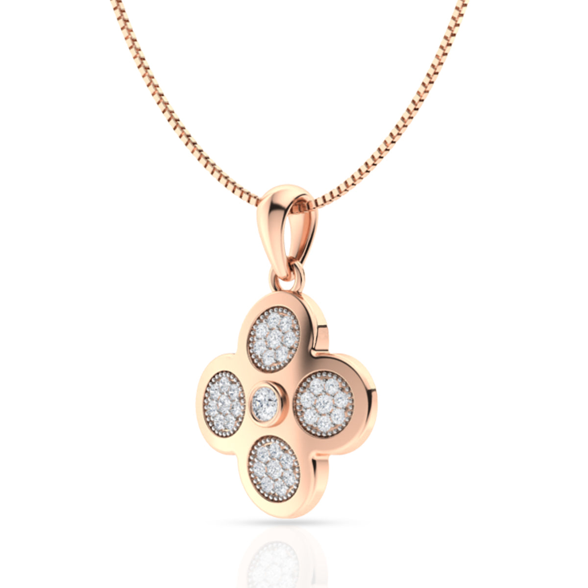 925 Sterling Silver White American Diamond Floral Shape Pendant and Earring with Chain