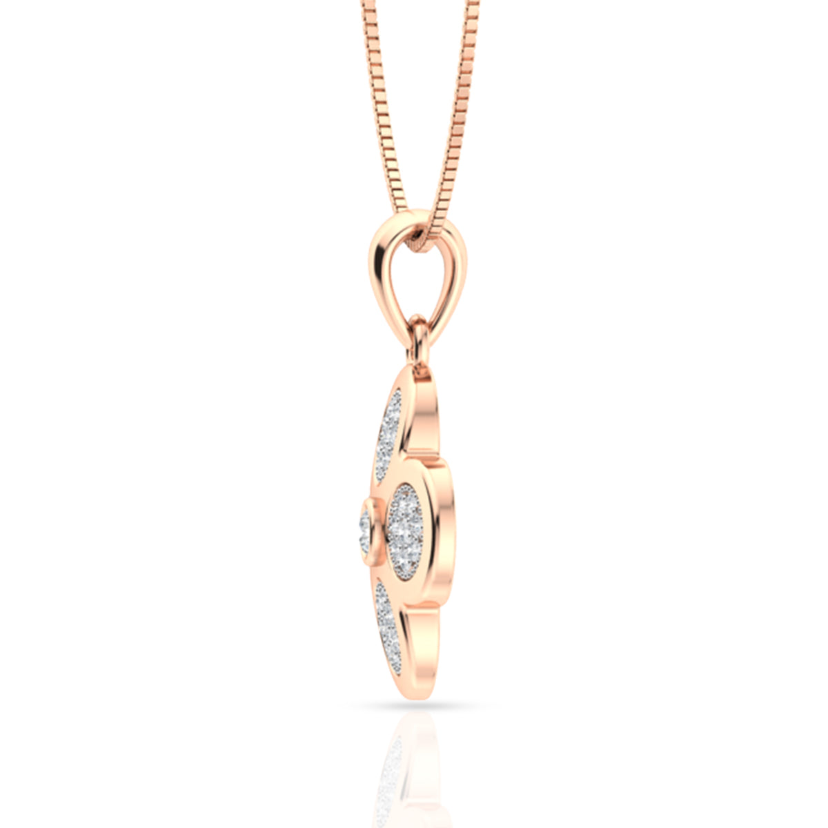 925 Sterling Silver White American Diamond Floral Shape Pendant and Earring with Chain