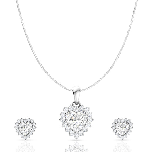 Silver Charming Heart Pendant Set