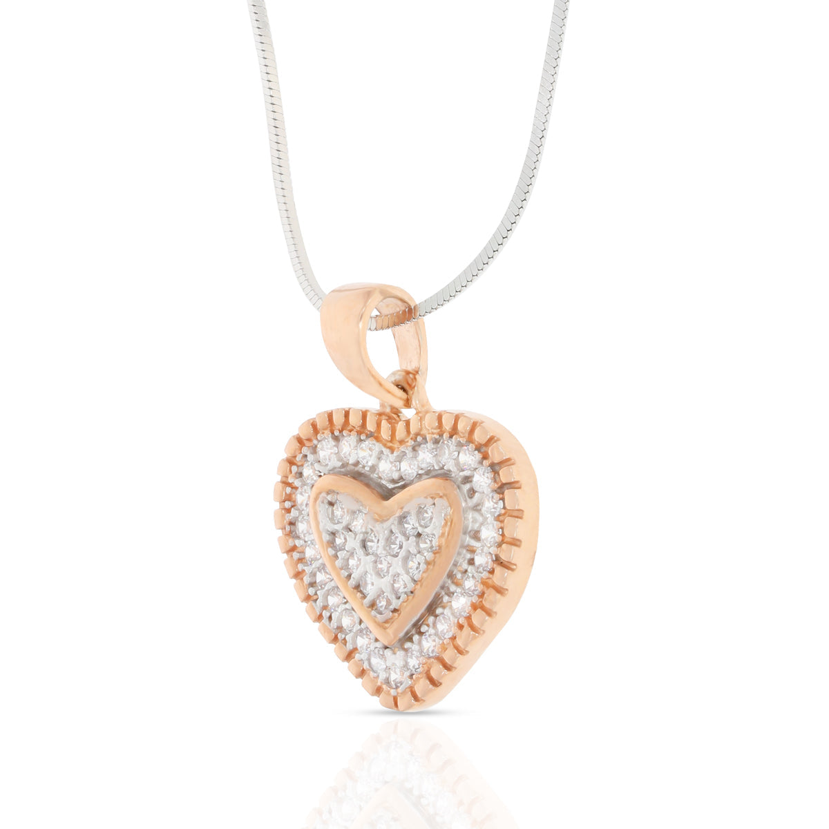 Rose Gold Dual Heart Pendant Set with Link Chain