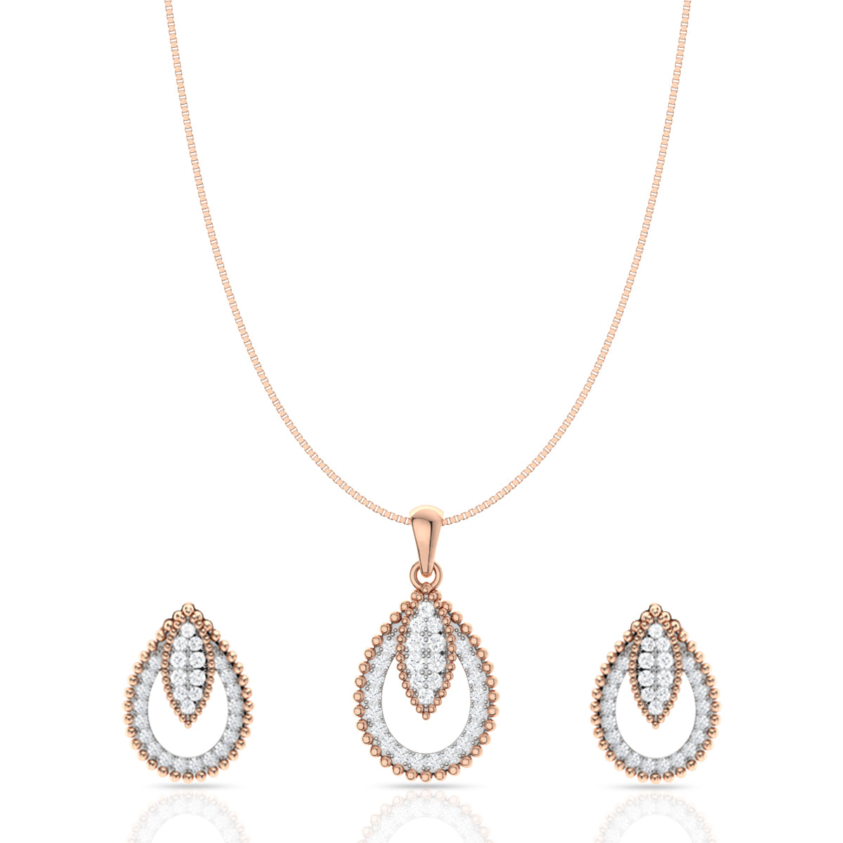 Opuntia Bloom Silver Pendant Set with Link Chain