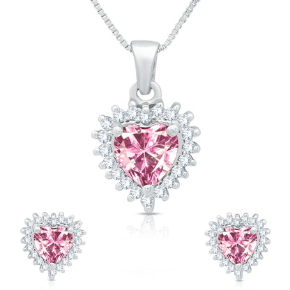 Pink Passion Silver Heart Pendant Set