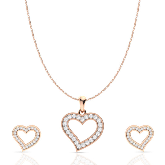 Diamond Heart Pendant Set In Silver