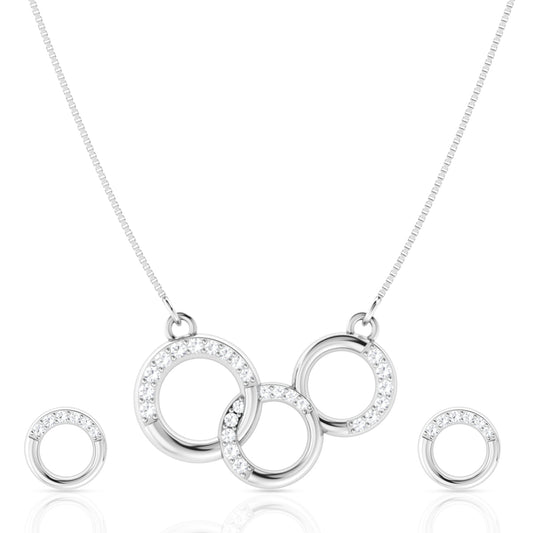 Lock of Affection Silver Interlock Pendant Set