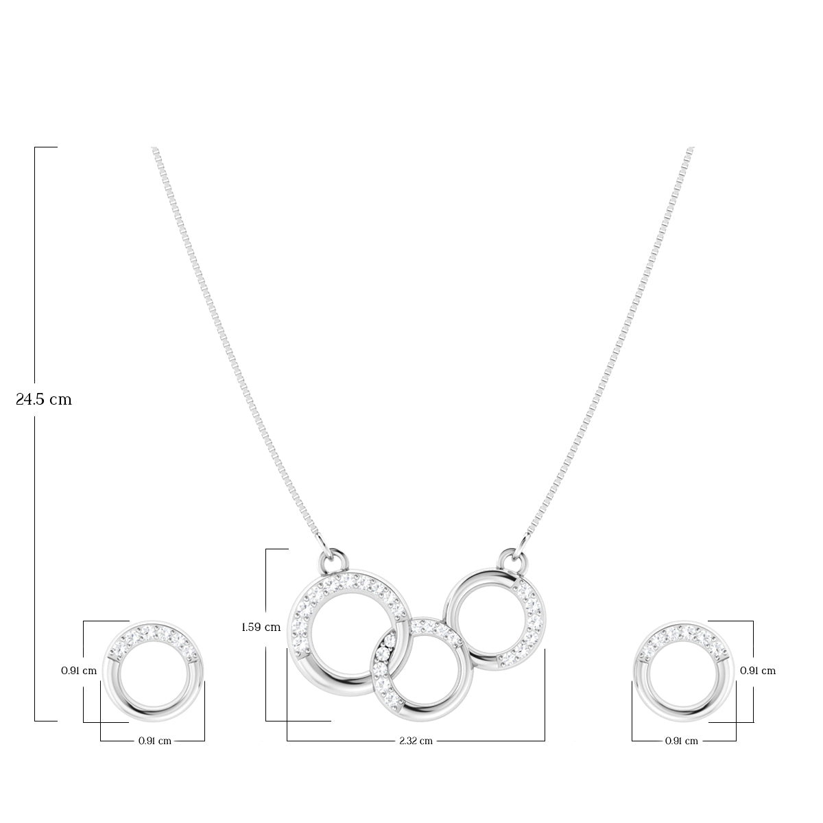 Lock of Affection Silver Interlock Pendant Set