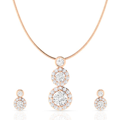 Silver Diamond Pendant With Earrings