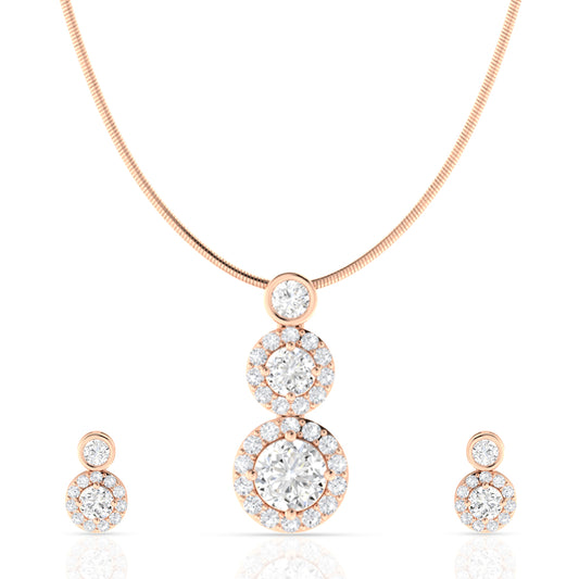 Silver Diamond Pendant With Earrings