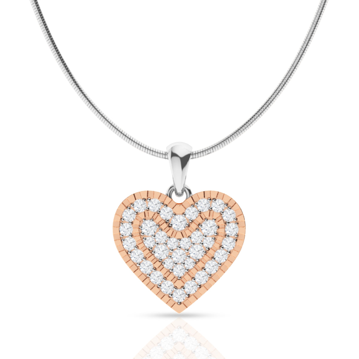 Heart Beat Silver Diamond Pendant Set