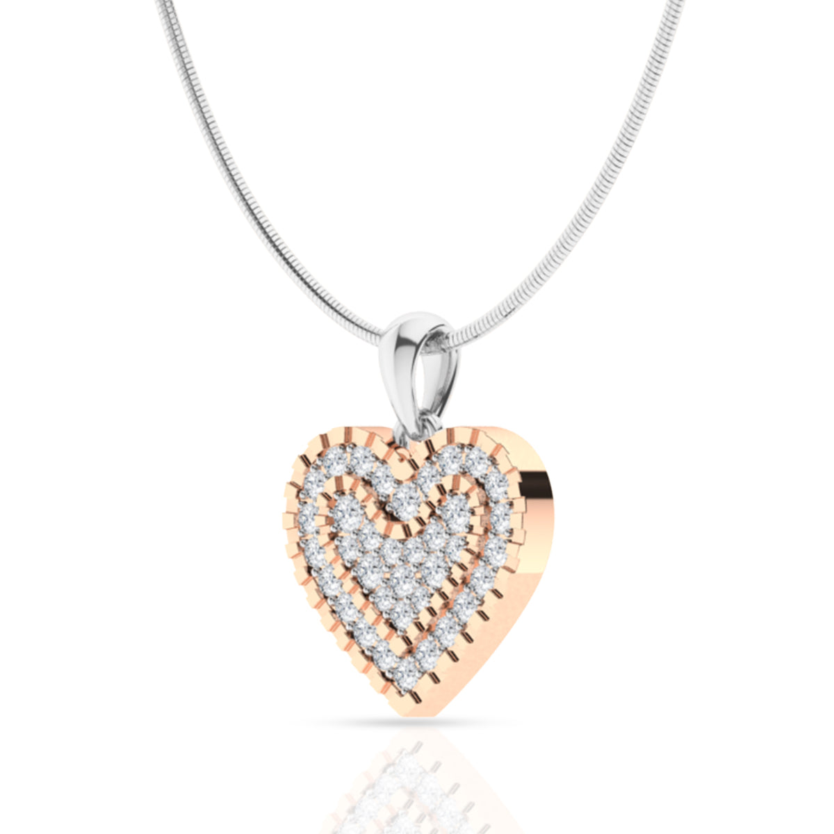 Heart Beat Silver Diamond Pendant Set
