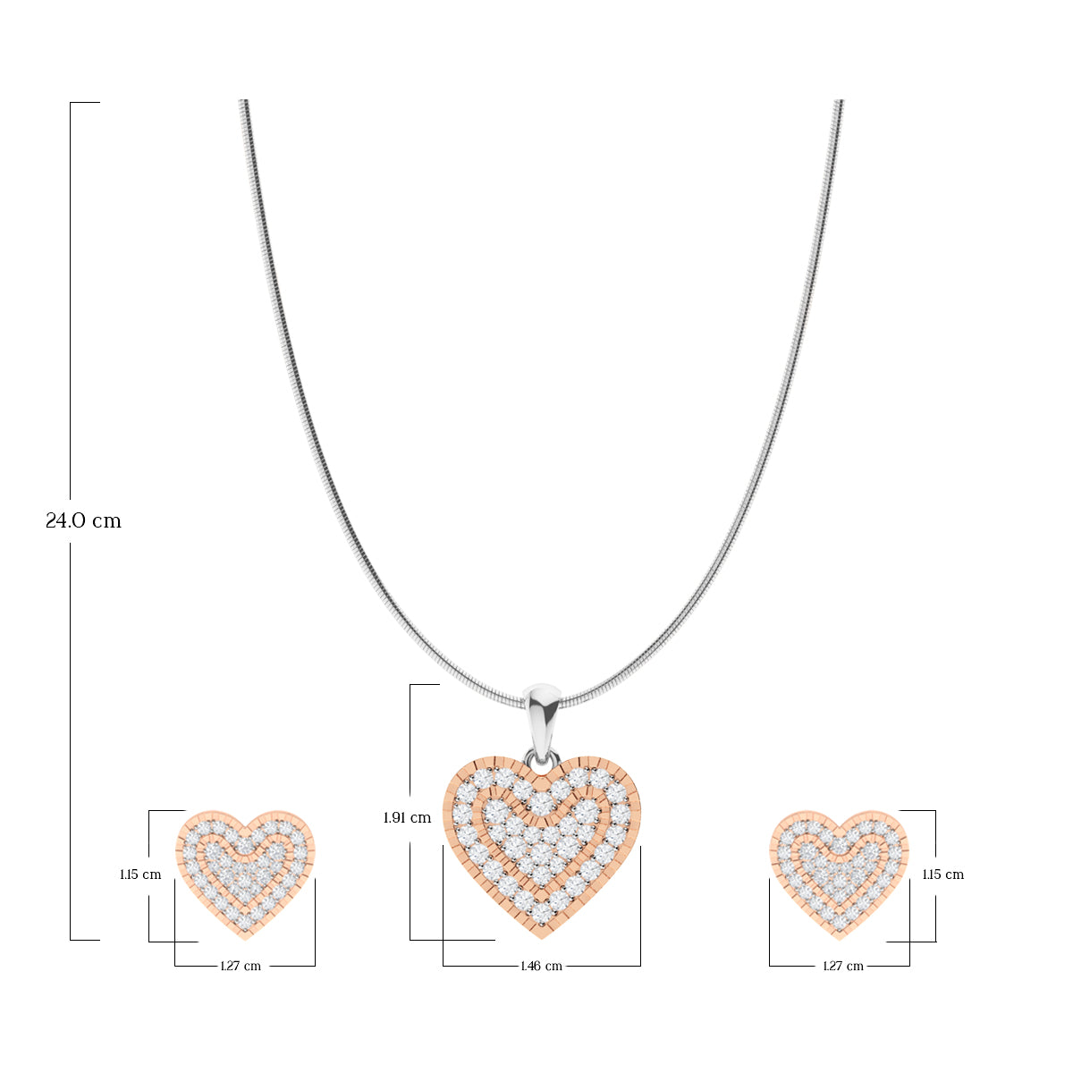 Heart Beat Silver Diamond Pendant Set