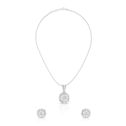 Classic Cushion Halo Pendant Set