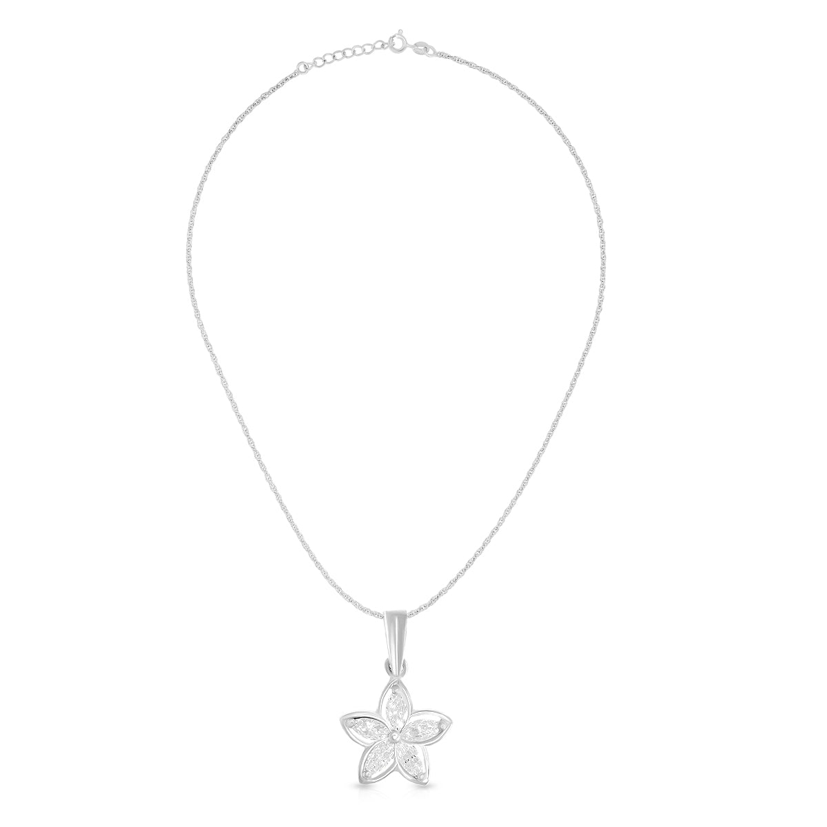 Elegant Five Petal Flower Pendant Set