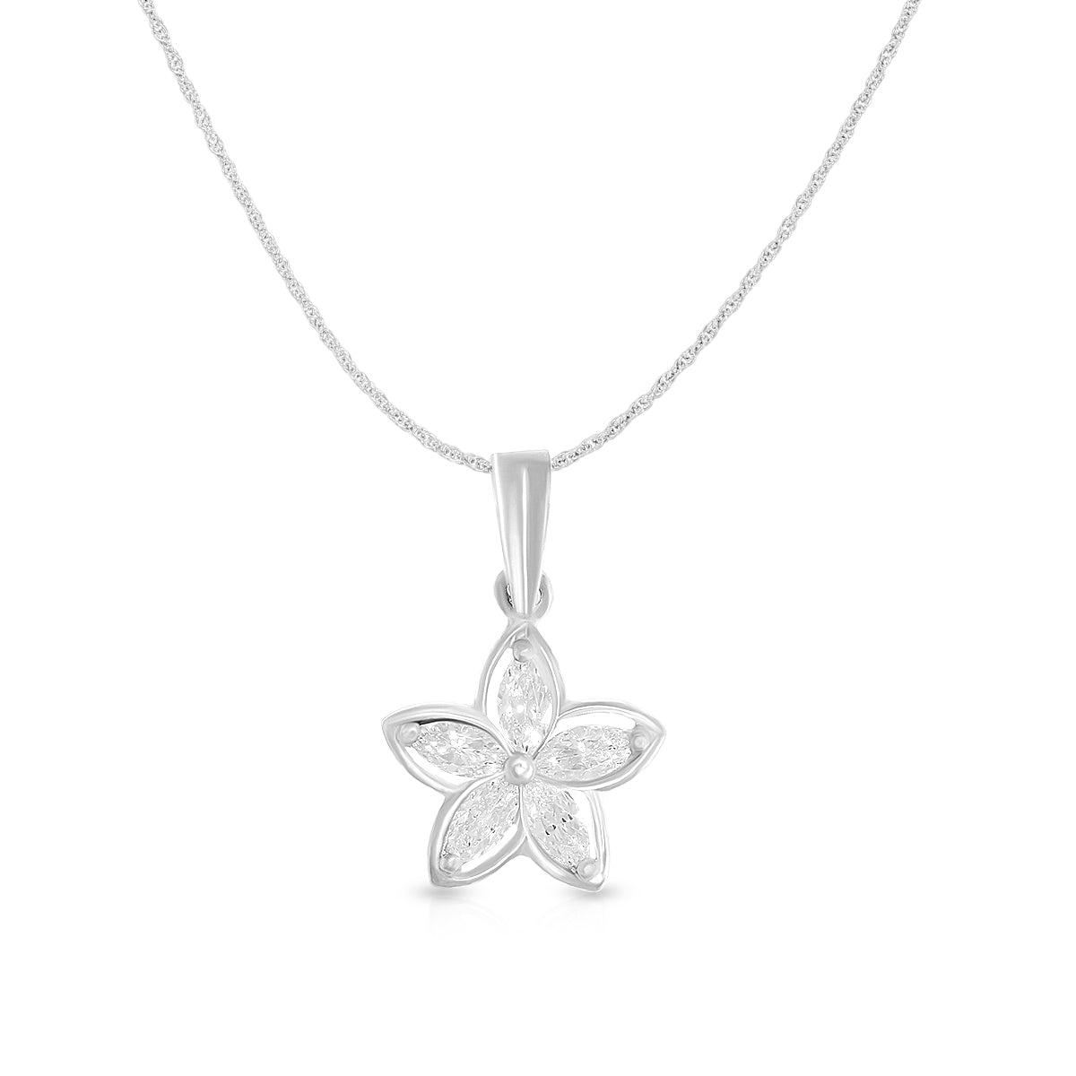 Elegant Five Petal Flower Pendant Set