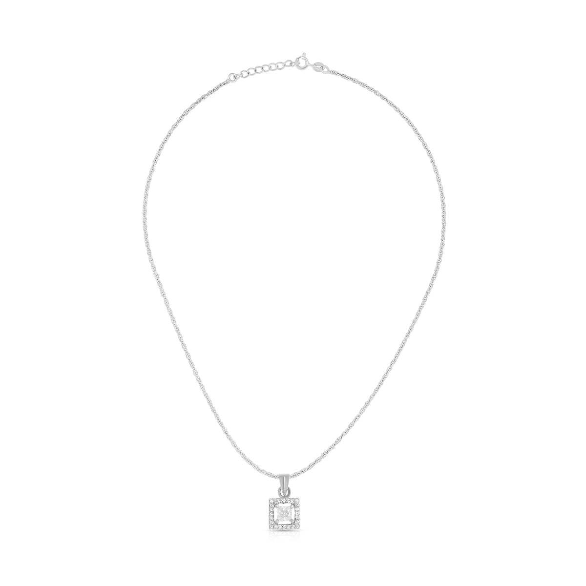 Minimal Square Halo Pendant Set