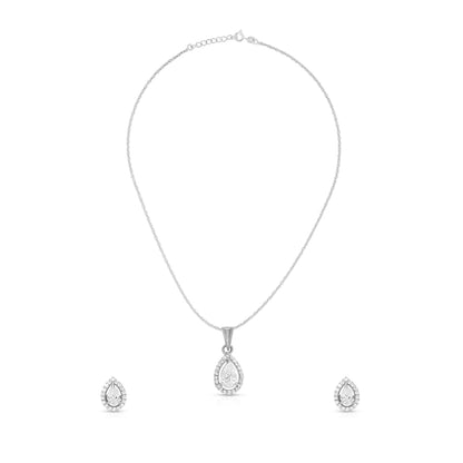 Classic Pear Shape Halo Pendant Set