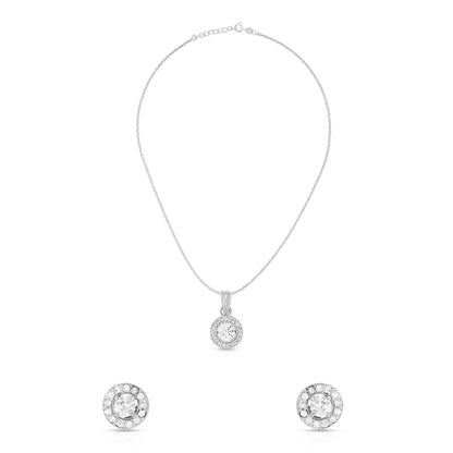 Minimal Round Halo Pendant Set