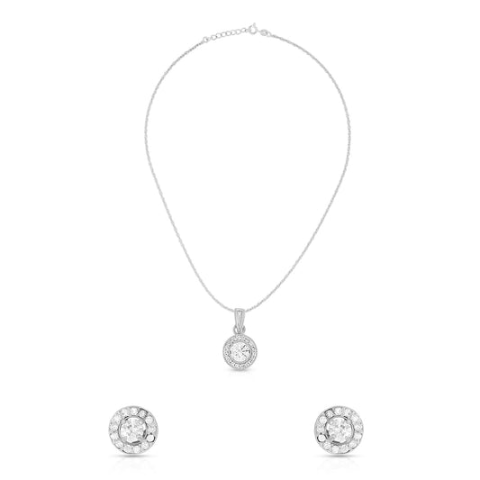 Minimal Round Halo Pendant Set