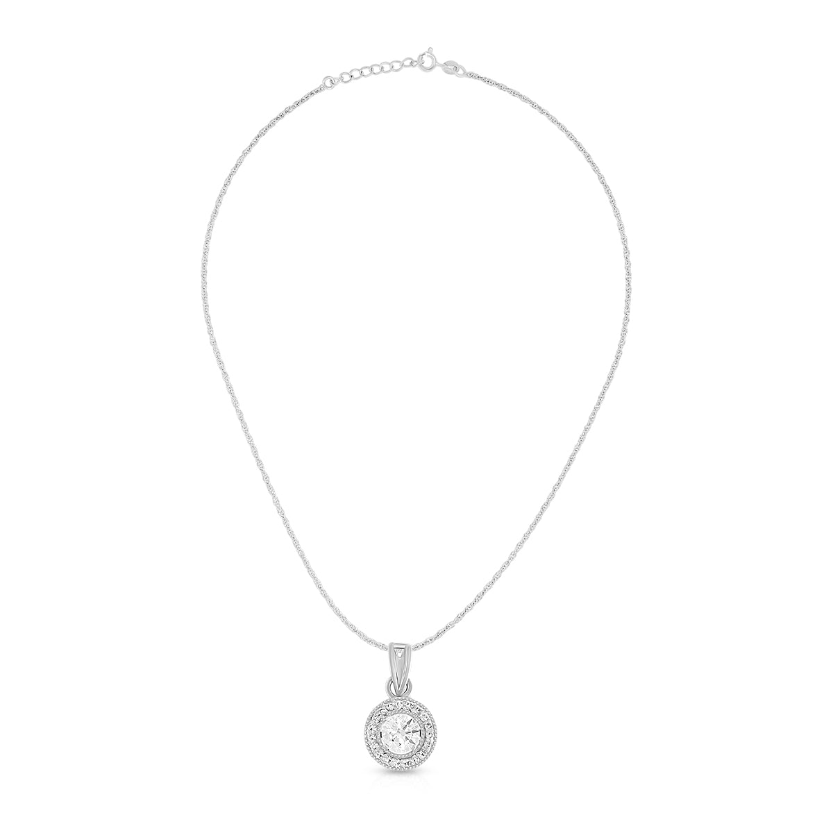 Minimal Round Halo Pendant Set