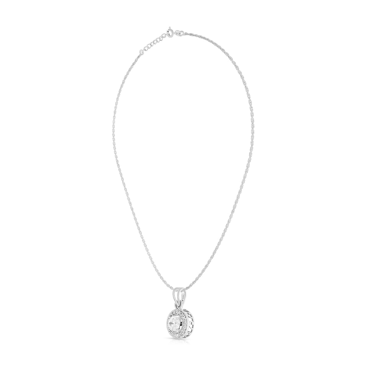 Minimal Round Halo Pendant Set