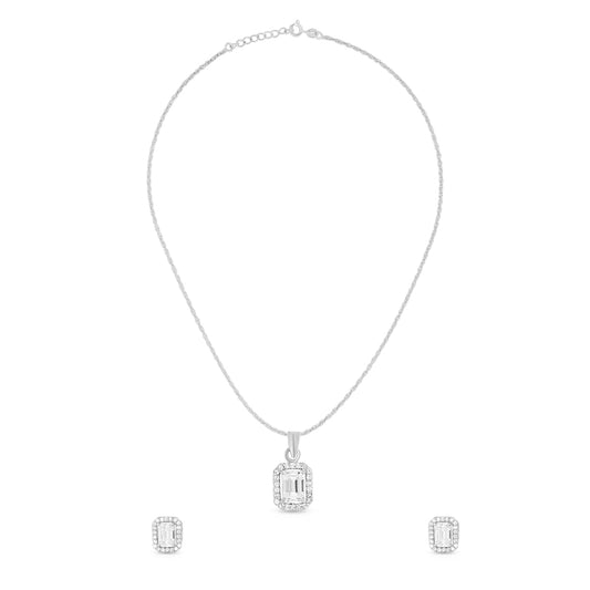Timeless Halo Rectangle Pendant Set