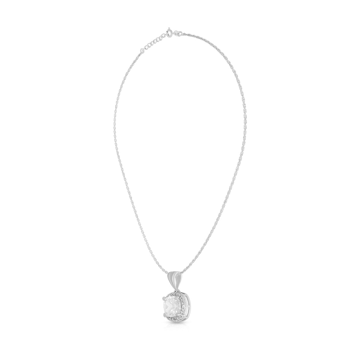 Simple Cushion Halo Pendant Set