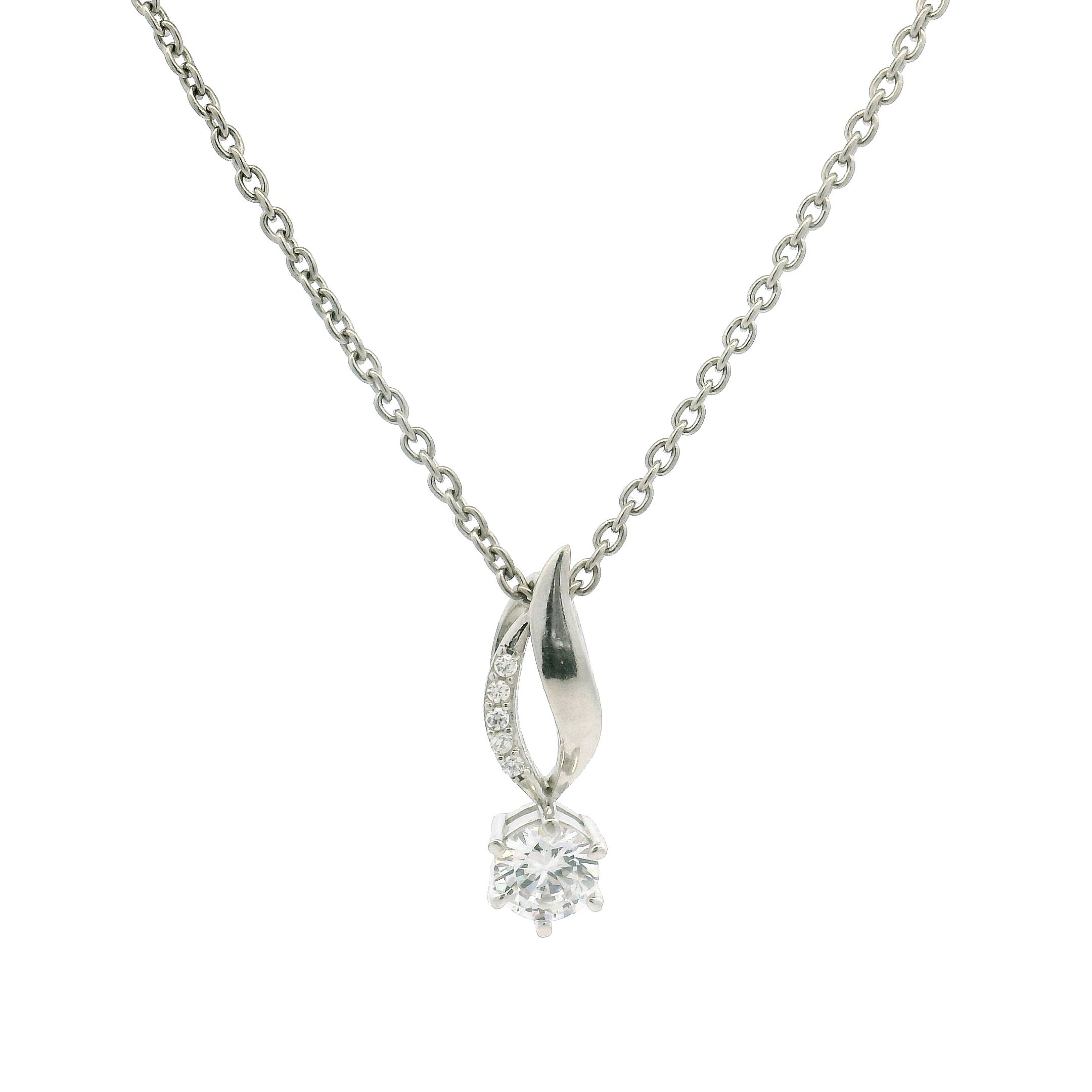 Modern Silver Stone Pendant Set