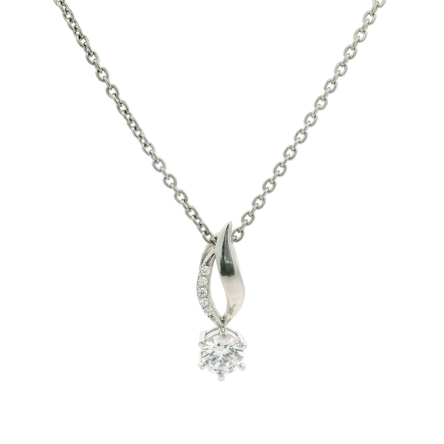 Modern Silver Stone Pendant Set