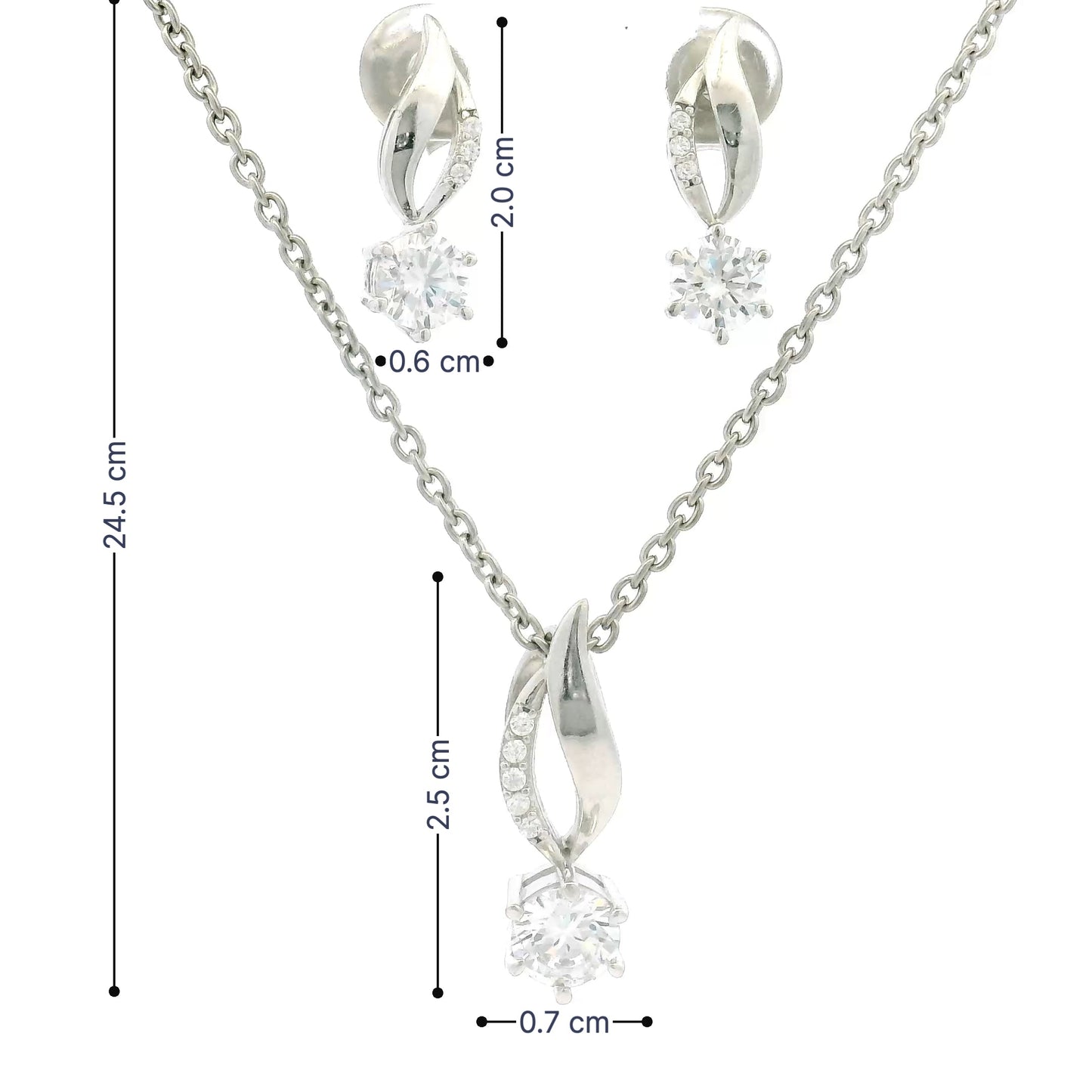 Modern Silver Stone Pendant Set