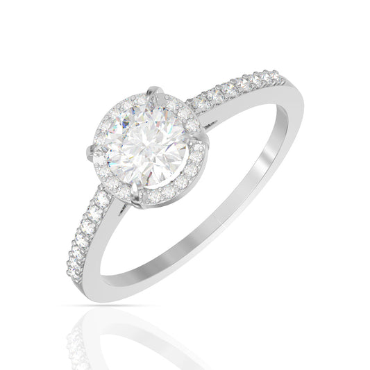 Dreamy Solitaire Silver Ring White