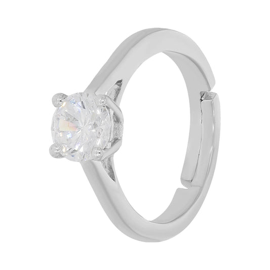 925 Sterling Silver White American Diamond Silver Zircon Vintage Ring