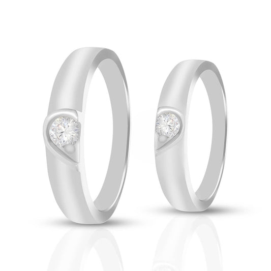 Connected Hearts Silver Couple Rings