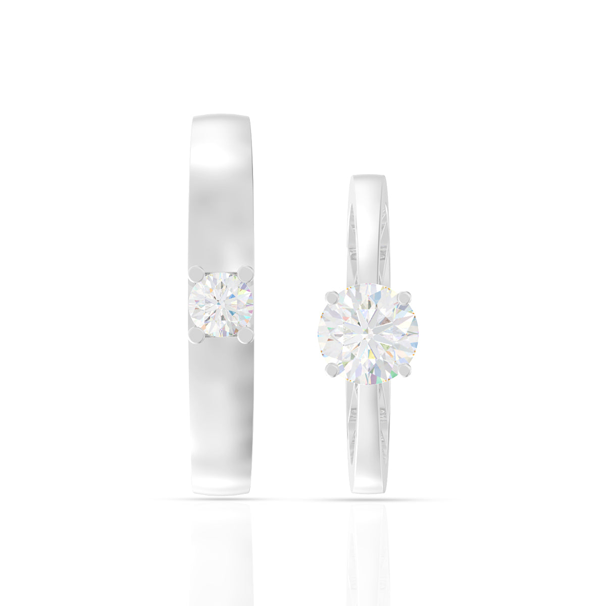 Classic Solitaire Couple Rings