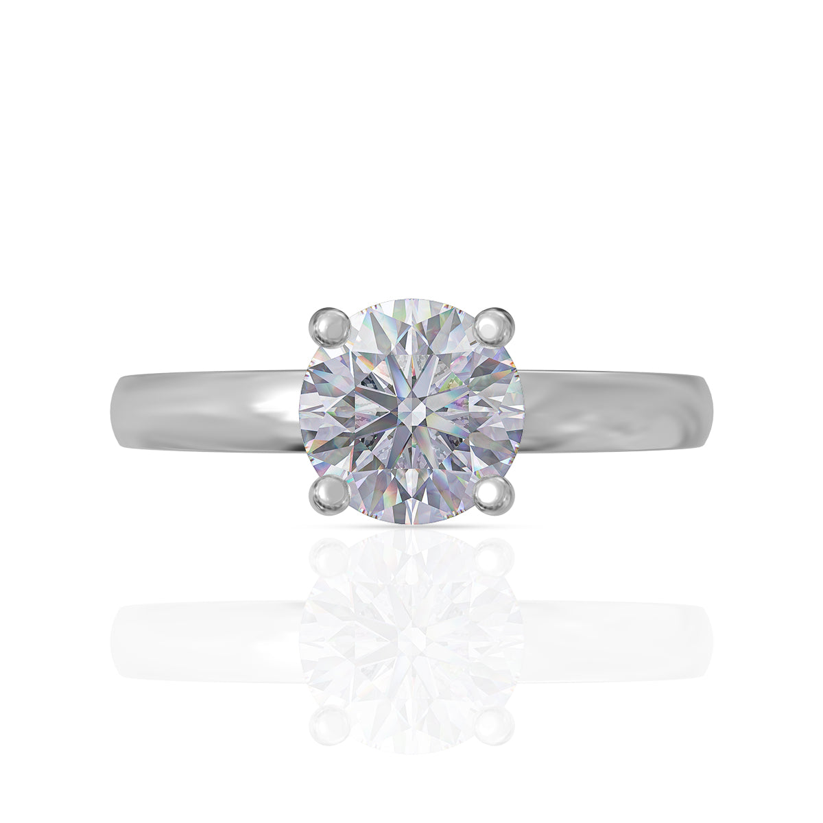 Graceful Solitaire Adjustable Silver Ring