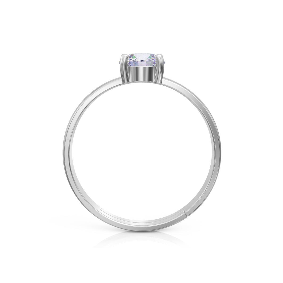 Graceful Solitaire Adjustable Silver Ring