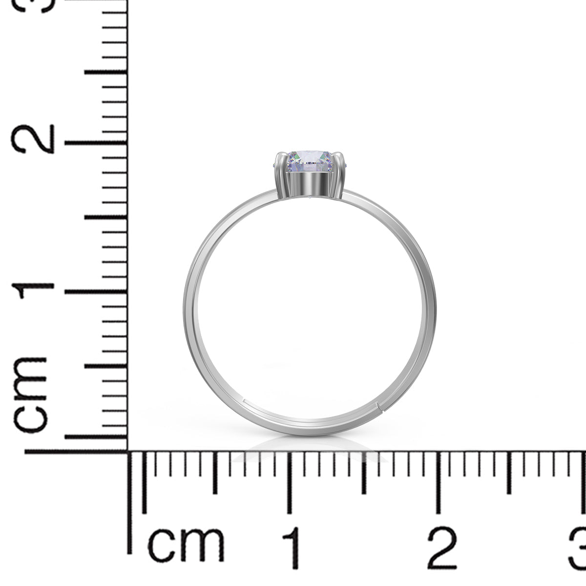 Graceful Solitaire Adjustable Silver Ring