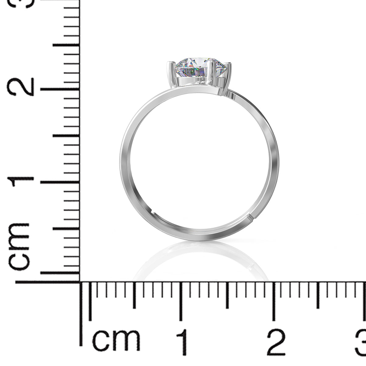Majestic Solitaire Adjustable Silver Ring