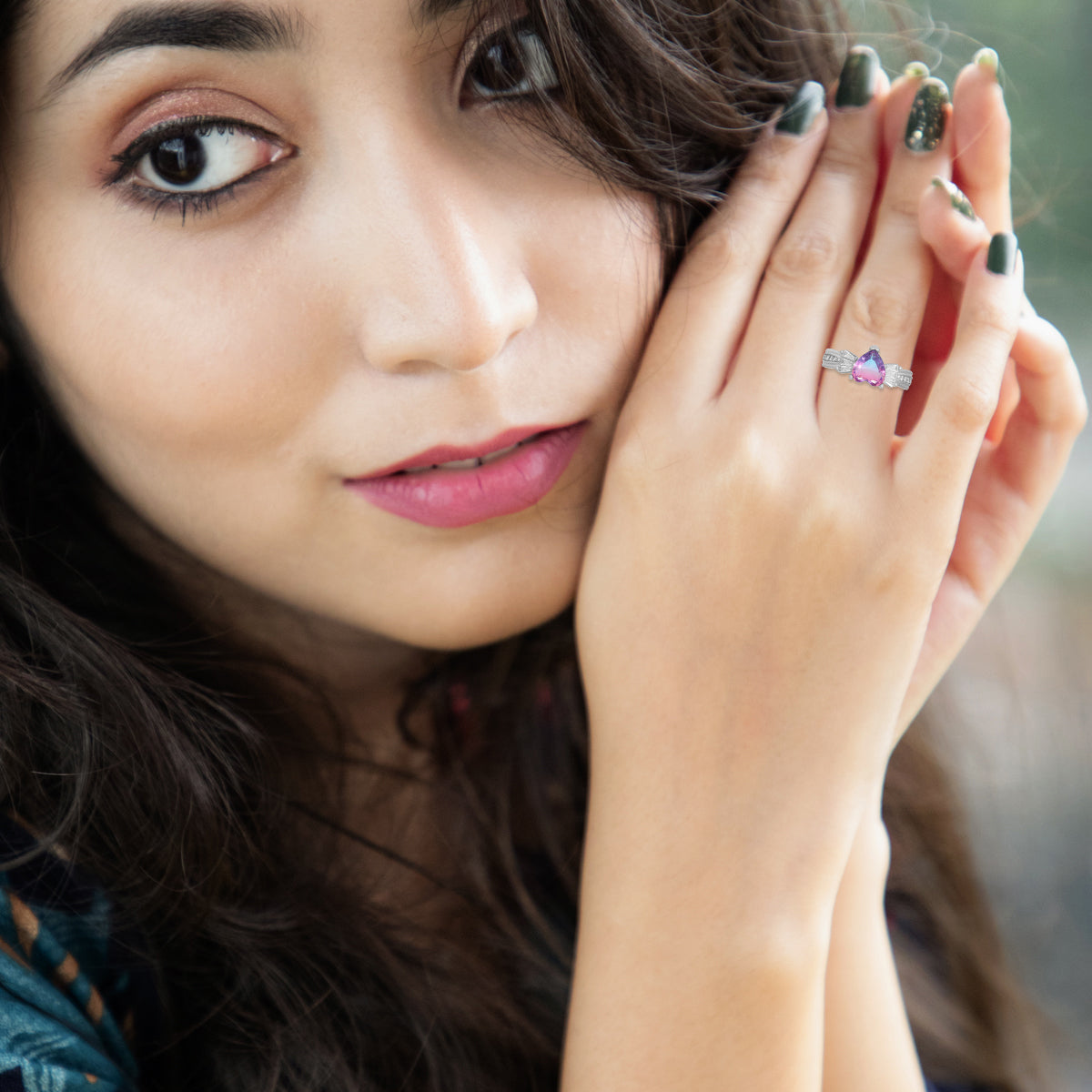 Stylish Pink Heart Gem Ring