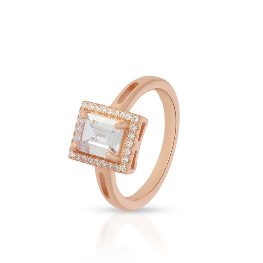 Square Halo Crystal Ring