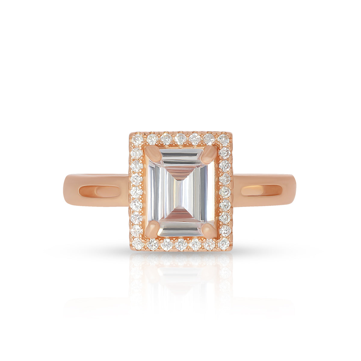 Square Halo Crystal Ring