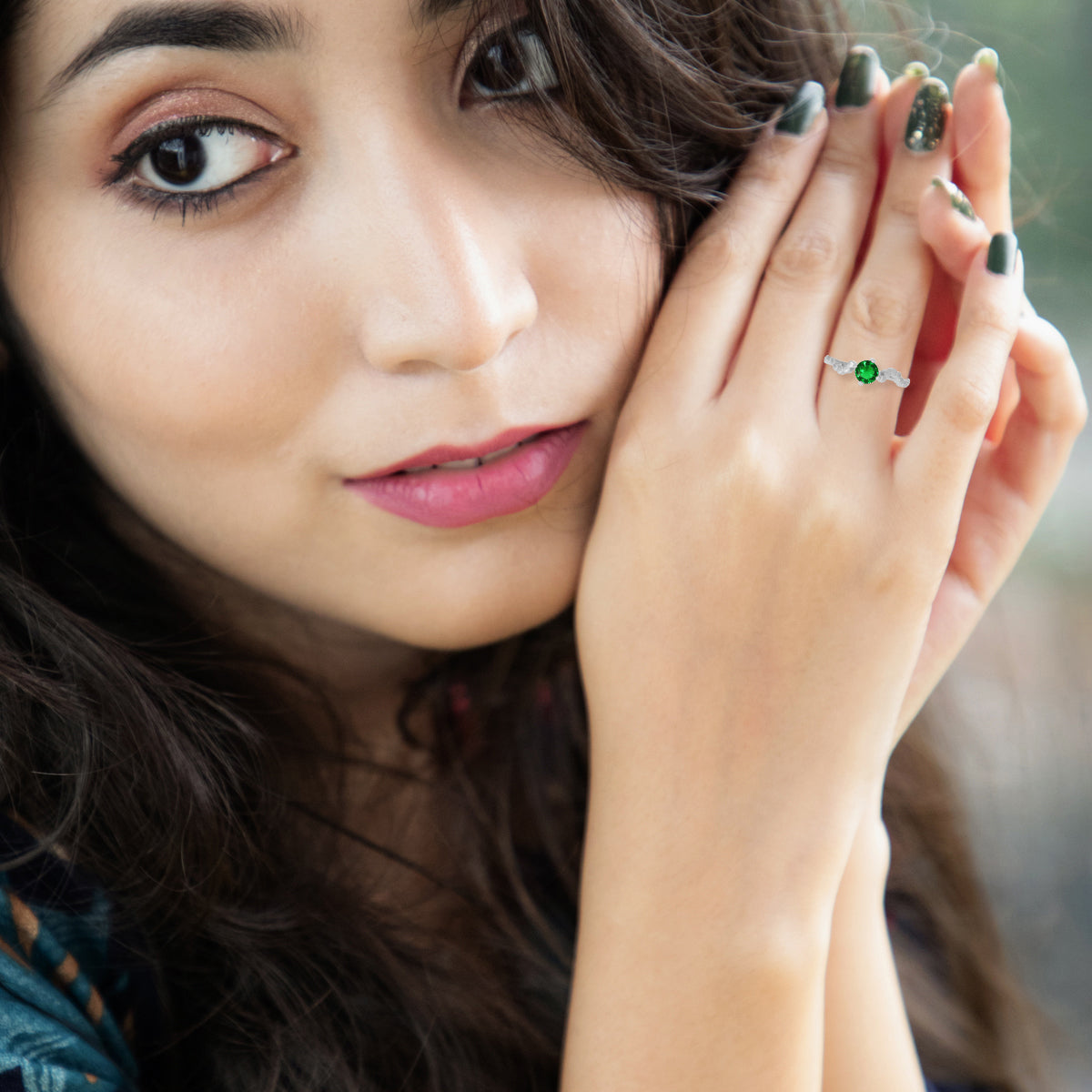 Emerald Charm Solitaire Ring