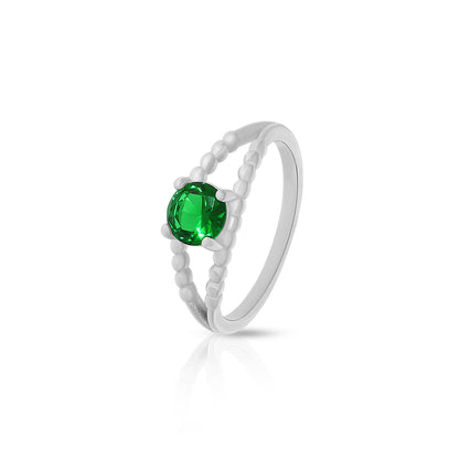 Emerald Beaded Band Ring