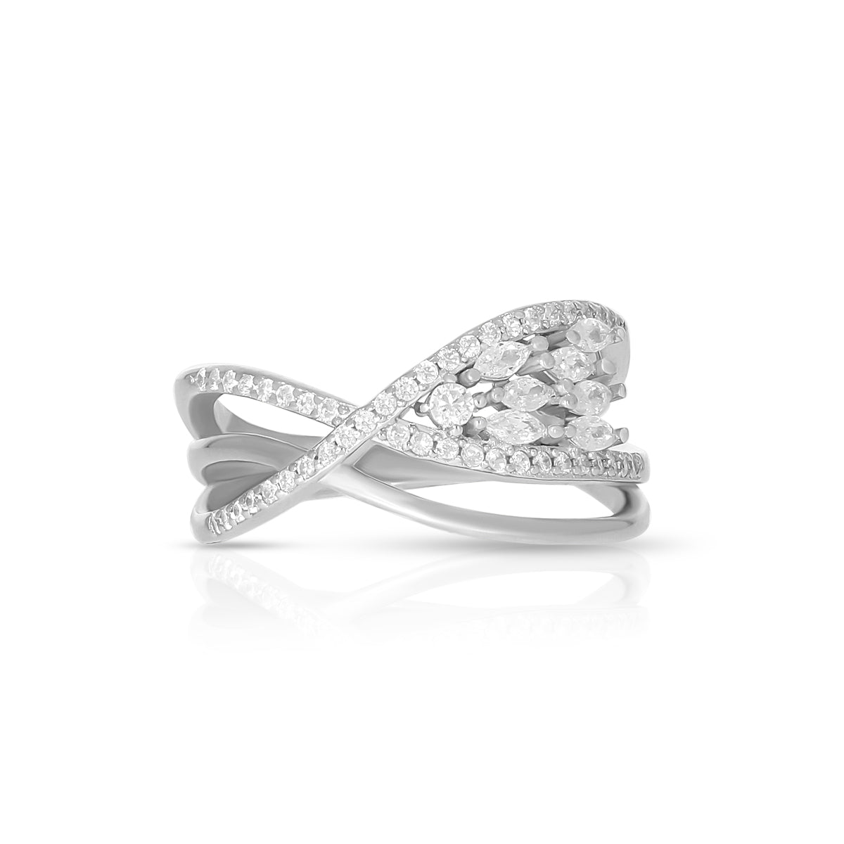 Stylish Criss-Cross Sparkle Ring