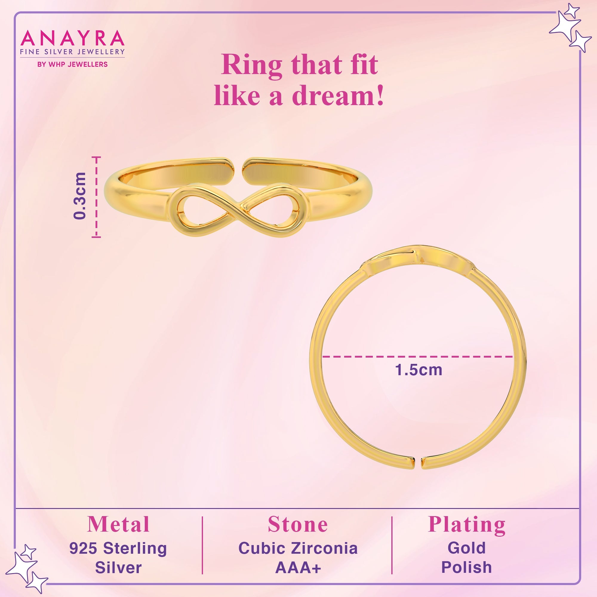 Trendy Infinity Style Silver Ring